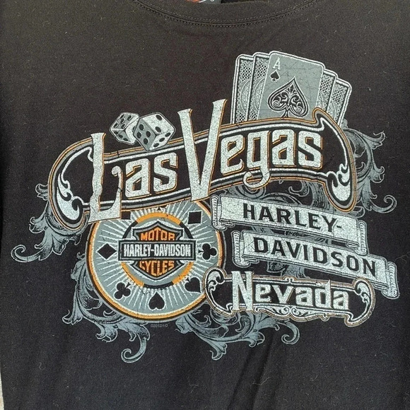 Harley-Davidson Black Long Sleeved Las Vegas Casino aT-Shirt - Picture 2 of 6